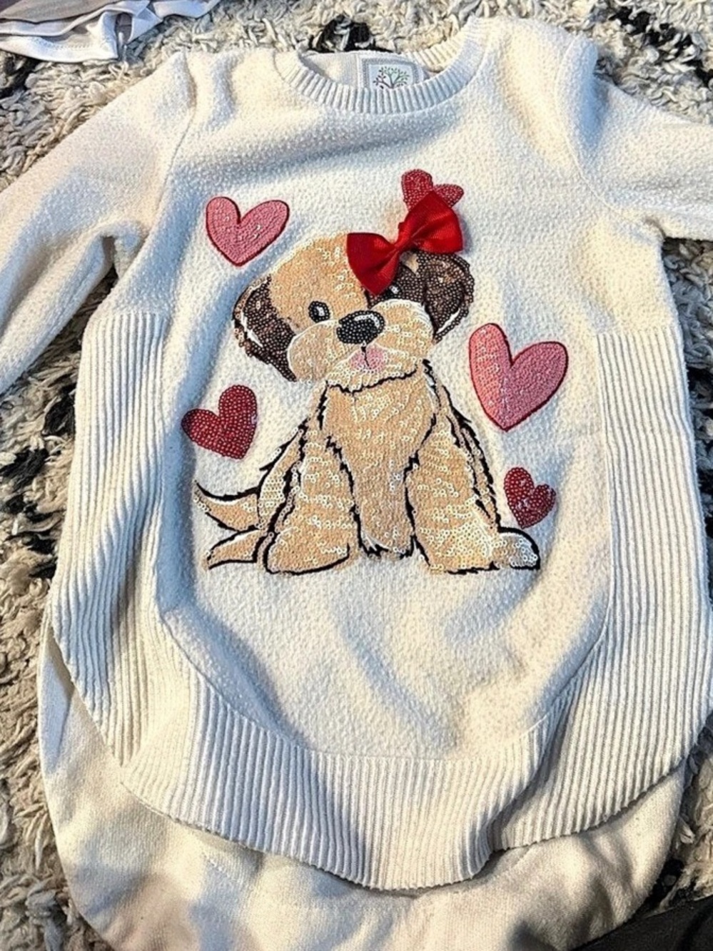 Petite Bateau Girls Size 4 Sweater Pink Hearts